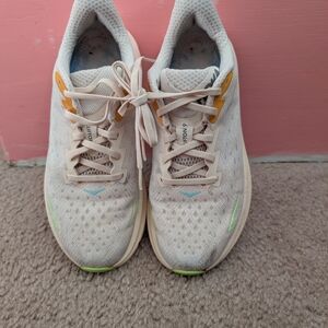 Hoka White and Green Athletic Shoes